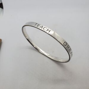 Sterling Silver Bangle Bracelet "Teach, Create, Inspire, Motivate, Dream"